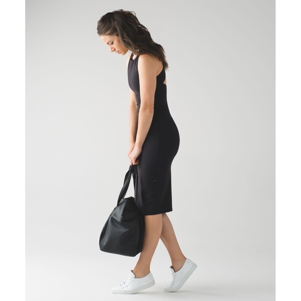 Lululemon Picnic Play Black Criss Cross Back Midi Dress Size 6 - Picture 2 of 9